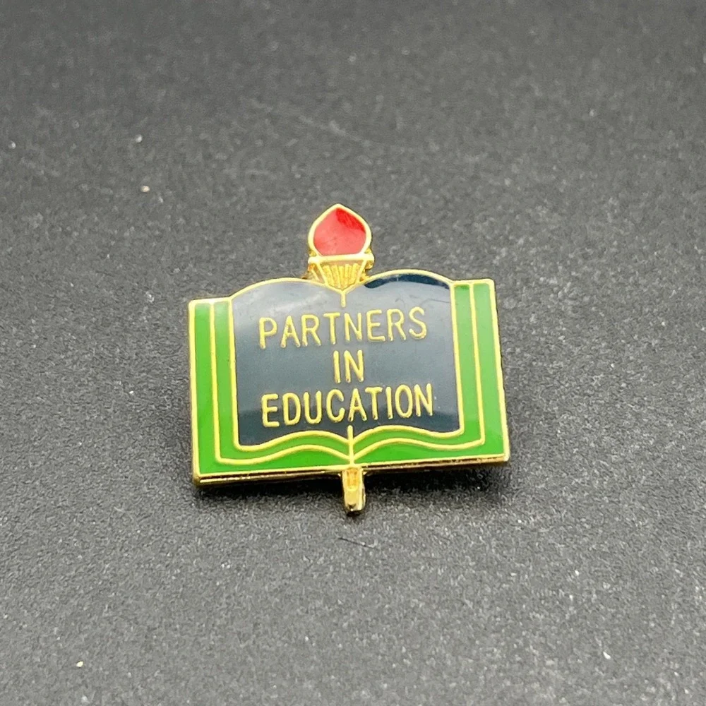 Partners In Education Book Torch‎ Lapel Hat Pin